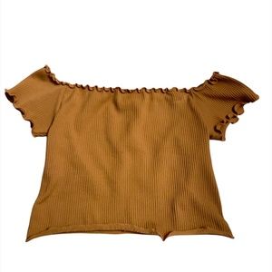 Orange-brown off the shoulder top